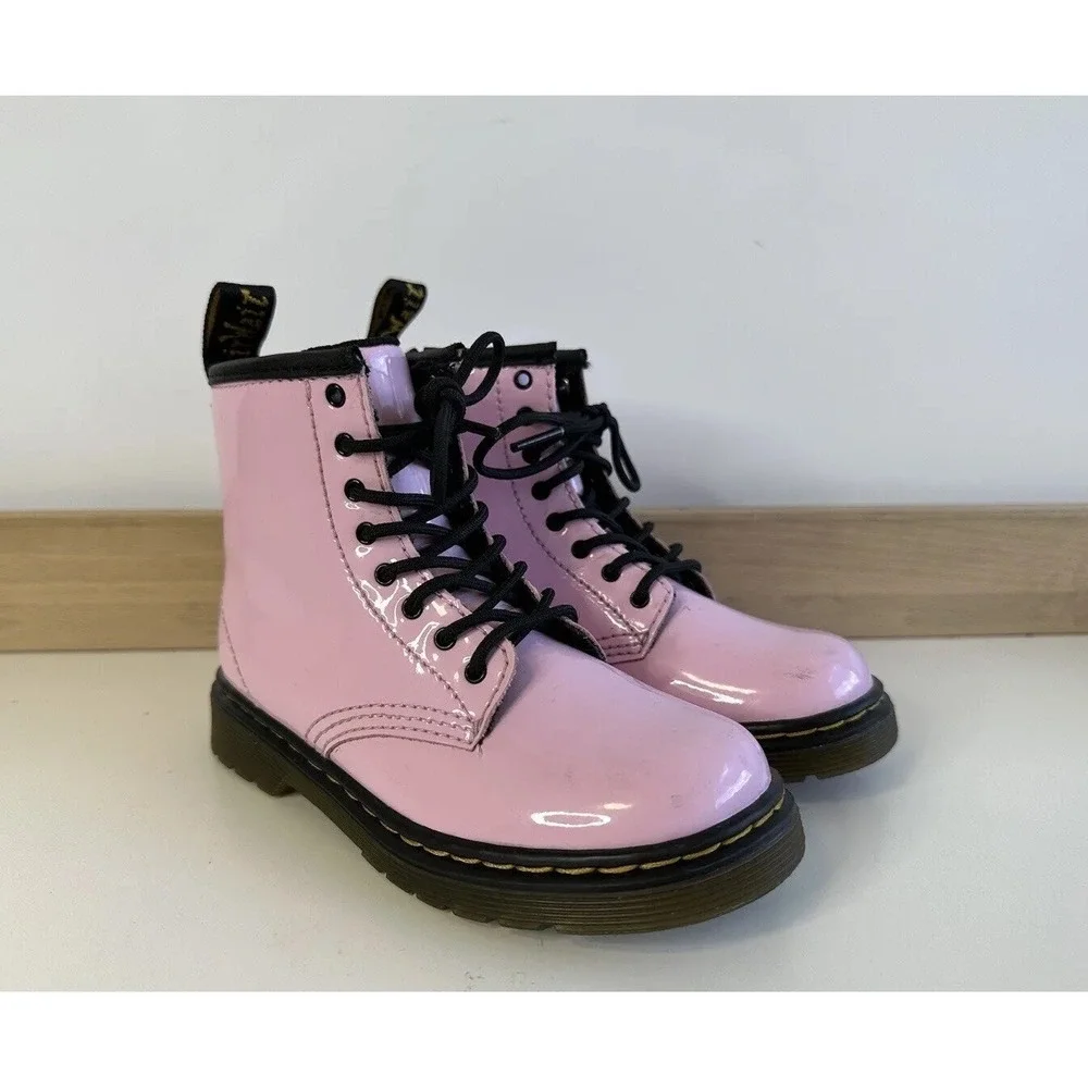 Dr. Martens 1460 J Boots Pink Patent Leather Zip / Kids' 10